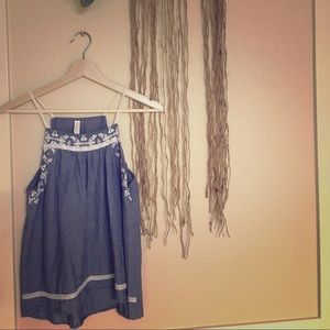 Blue Jean Embroidered Tank